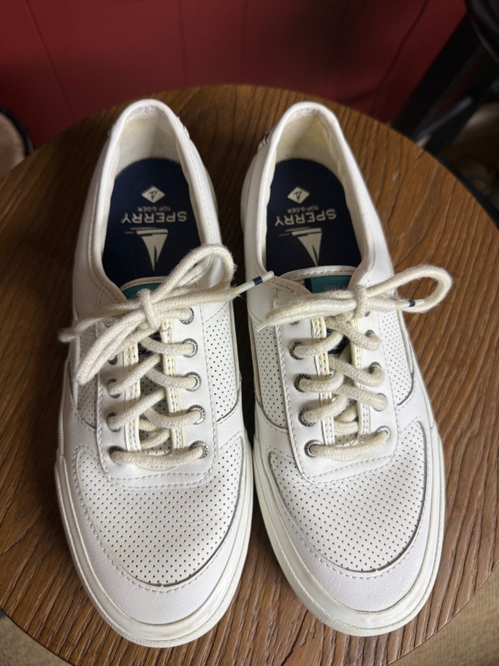 Sperry Soletide White Perforated Leather Lace-Up Sneakers